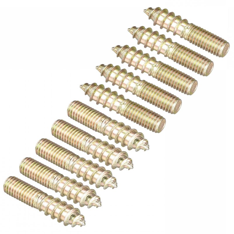TOP-VIGOR 12Pcs M5x25mm Hanger Bolts, Double Headed Bolts Self Tapping Screw, Double Ended Dowel Screws, Screw Dowels Hanger, Threaded Lag Wood Screws and Machine Bolts for Wood Joint Furniture - Image 1